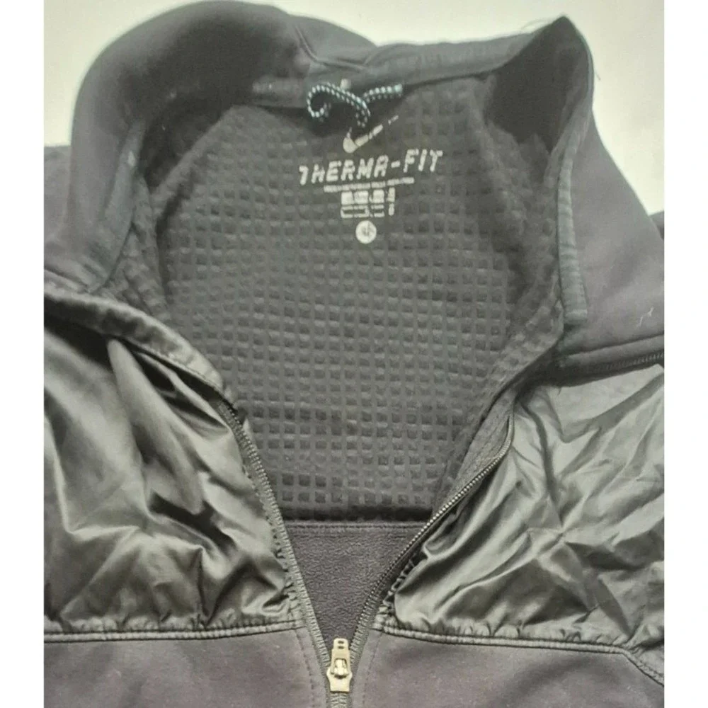 Nike Therma-Fit women's black full zip athletic jacket LG pockets/fleece‎